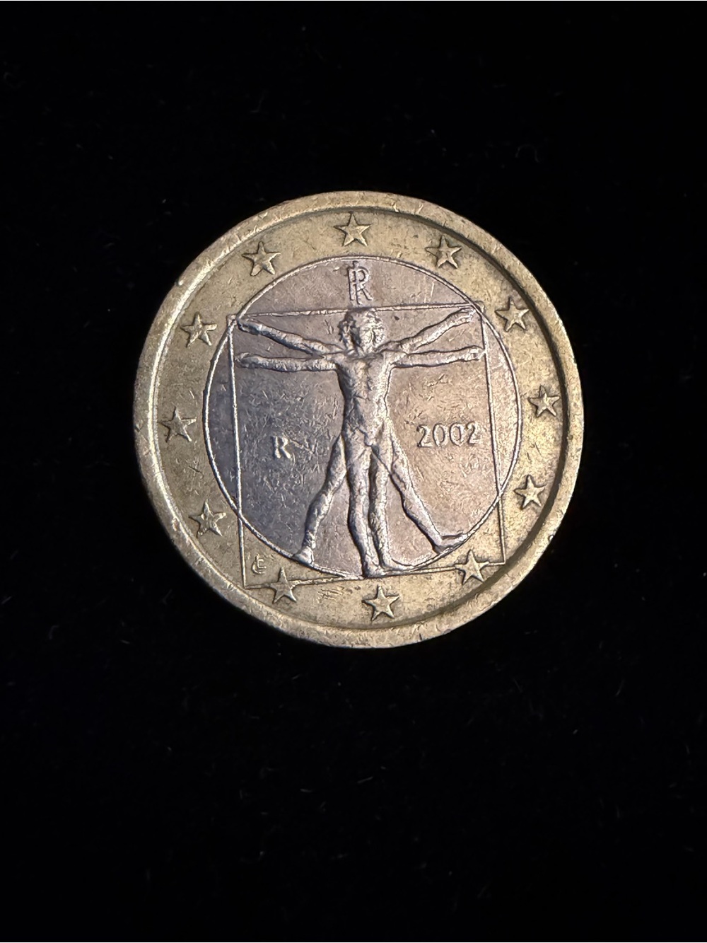 Italy 1 Euro Coin 2002 - Vitruvian Man Leonardo Da Vinci - First Year Issue €1